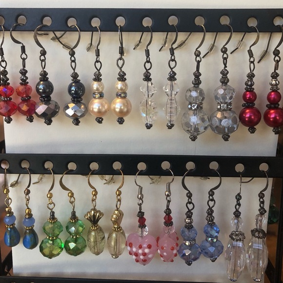 Jewelry - 12 pairs handmade pierced dangle earrings NEW